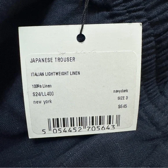 Eskandar sz 3 Japanese Trouser 100% Linen Pants Wide Leg Dark Navy US XL ? - Picture 6 of 12